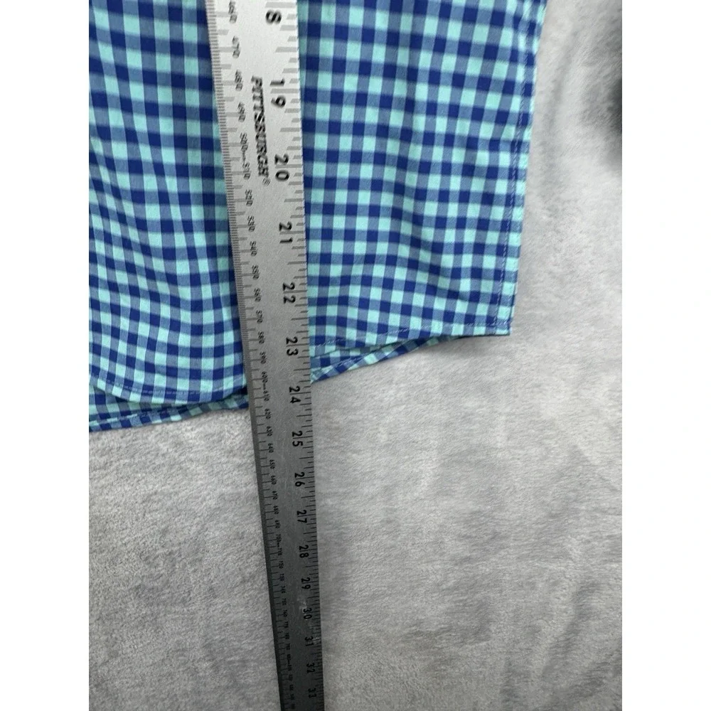 Vineyard Vines Peformance Shirt Blue Plaid Button Down Youth Boys Size‎ M 12-14